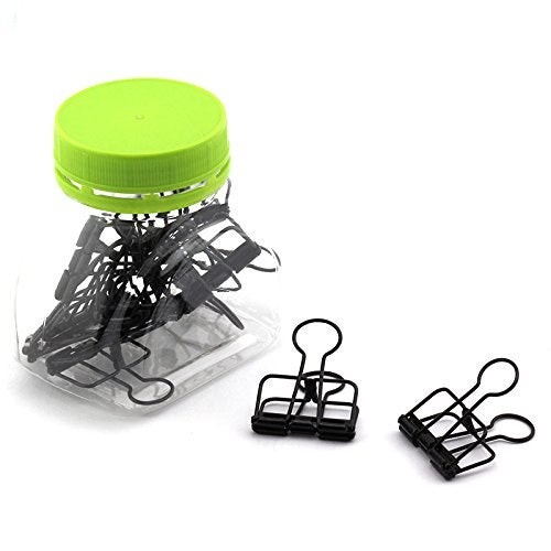 BOGZON 12-Pack Medium Metal Wire Binder Clips, Office Supplier School Accessories,Colorful Hollow Out Paper Organizer, Paper Binder Clip (Black) - Image 2