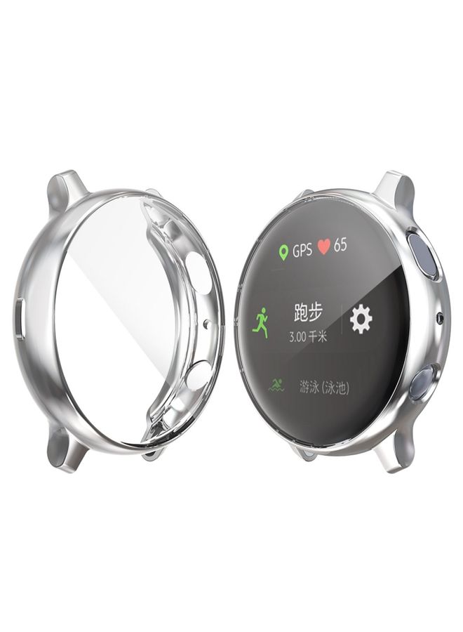 Replacement Strap For Samsung Galaxy Watch Active 2 40mm ENKAY Hat-prince Full Coverage Electroplate TPU Case Silver