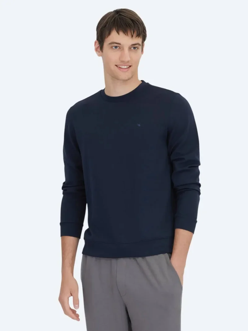 Kip Navy Blue Crew Neck Sweatshirt