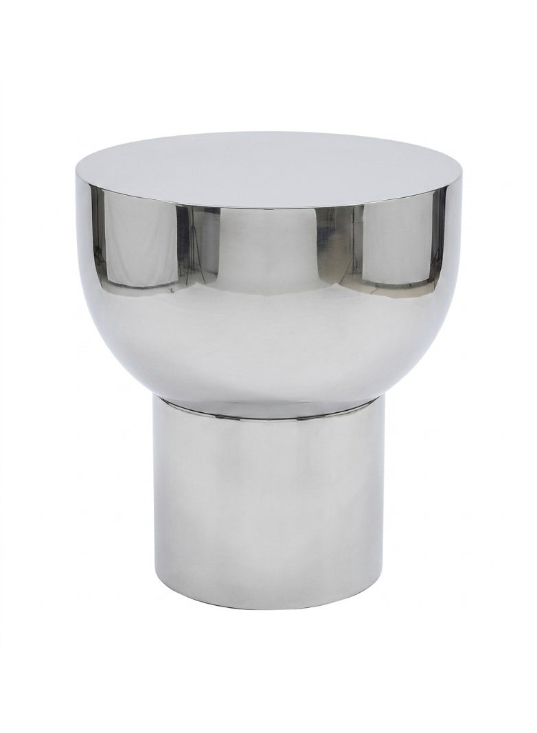 Polished Chrome Metal Side Table, Modern Round Design - Image 1