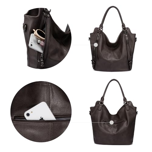 Realer Tote Bag for Women PU Leather Shoulder Bags Fashion Hobo Bags Large Purse and Handbags with Adjustable Shoulder Strap - Image 3