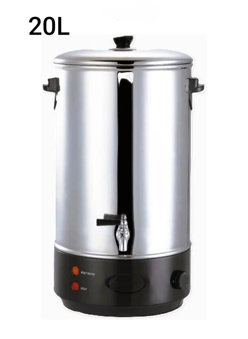 غلاية مياه كهربائية سعة 20 لترًا من الفولاذ المقاوم للصدأ - موزع مياه ساخنة كبير مع عزل مزدوج الطبقة والتحكم في درجة الحرارة وحماية السلامة - مثالي للشاي والقهوة والمكتب - Image 1