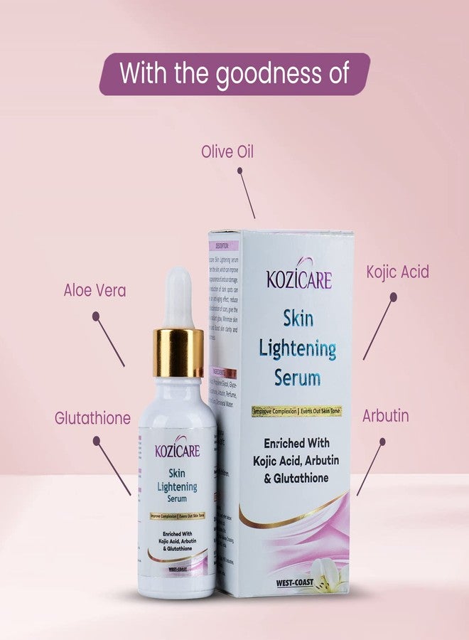 Kozicare Skin Lightening Serum Enriched With Kojic Acid, Arbutin and Glutathione | Maximum Strength Brightening for Face, Neck & Body - Dark Spots, Hyperpigmentation - 30ml (Pack of 2) - Image 3