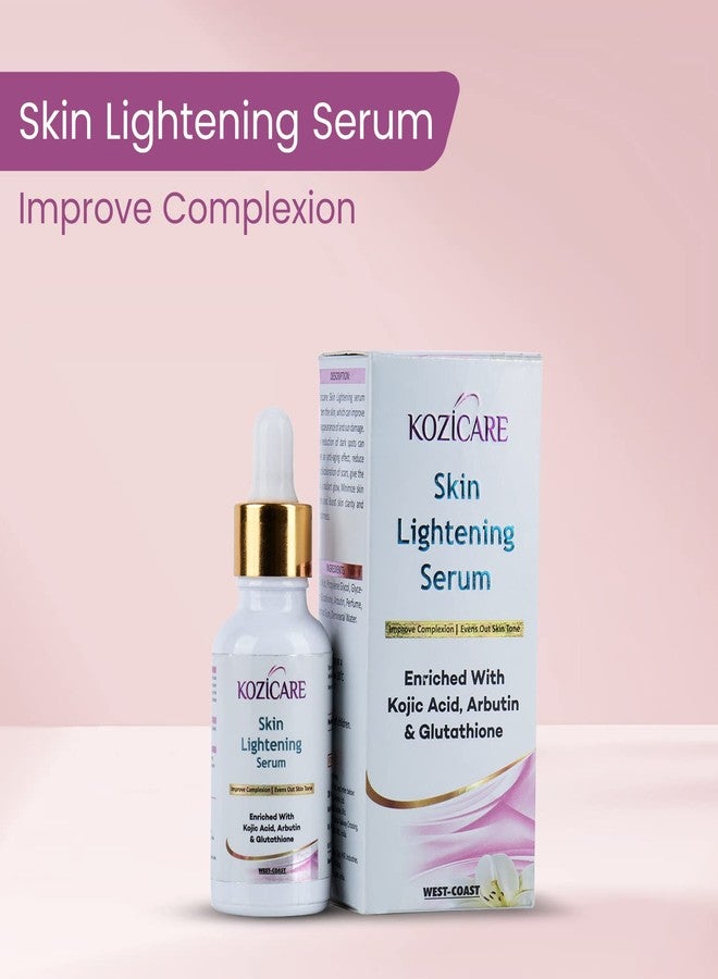 Kozicare Skin Lightening Serum Enriched With Kojic Acid, Arbutin and Glutathione | Maximum Strength Brightening for Face, Neck & Body - Dark Spots, Hyperpigmentation - 30ml (Pack of 2) - Image 2