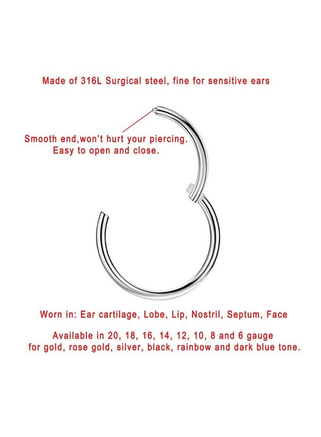 FANSING 18g Nose Rings Hoops for Women 6mm Cartilage 18 Gauge Silver Tragus Daith Rook Forward Helix Earring Piercing Jewelry - Image 1