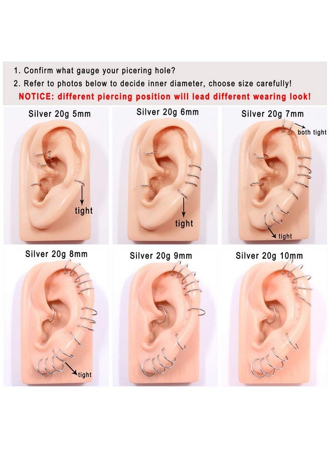 FANSING 18g Nose Rings Hoops for Women 6mm Cartilage 18 Gauge Silver Tragus Daith Rook Forward Helix Earring Piercing Jewelry - Image 4