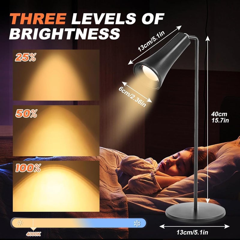 BIYALI Wireless Desk Lamp LED Cordless Table Lamp LED Desk Lamps for Home Office EyeCaring Lamp 3 Levels of Brightness 4 in 1 Magnetic Lamp Touch Control Desk lamp for Reading 1Pcs - Image 3