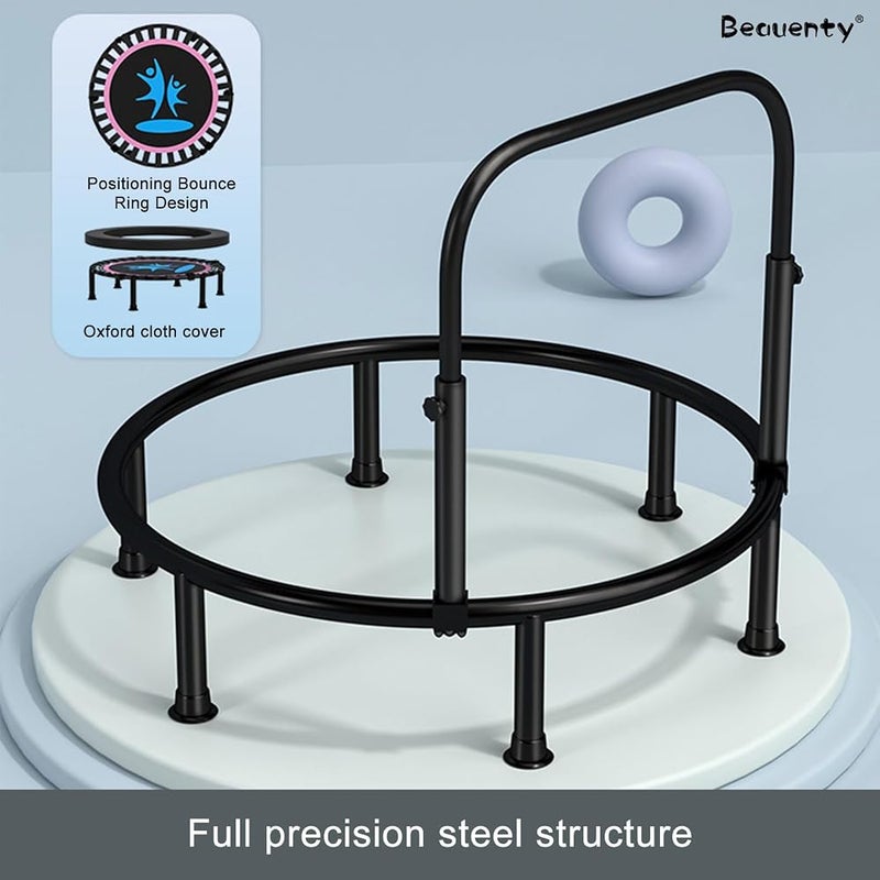 Beauenty 40/48 Inch Trampoline, T Shape Trampoline with Height Adjustable Foam Handle, Indoor Silent Rebounder Exercise Trampoline for Adult Kids Fitness - Image 3