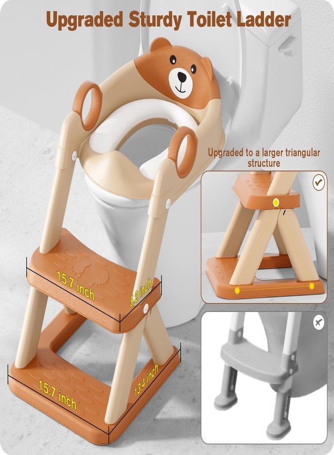 Rabb 1st Potty Training Seat, Upgrade Toddler Toilet Seat for Kids Boys Girls, 2 in 1 Potty Training Toilet, Splash Guard Anti-Slip Pad Step Stool(Brown) - Image 3