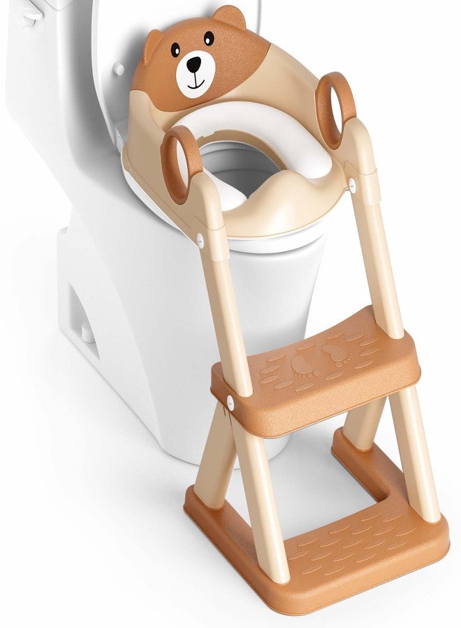 Rabb 1st Potty Training Seat, Upgrade Toddler Toilet Seat for Kids Boys Girls, 2 in 1 Potty Training Toilet, Splash Guard Anti-Slip Pad Step Stool(Brown) - Image 1