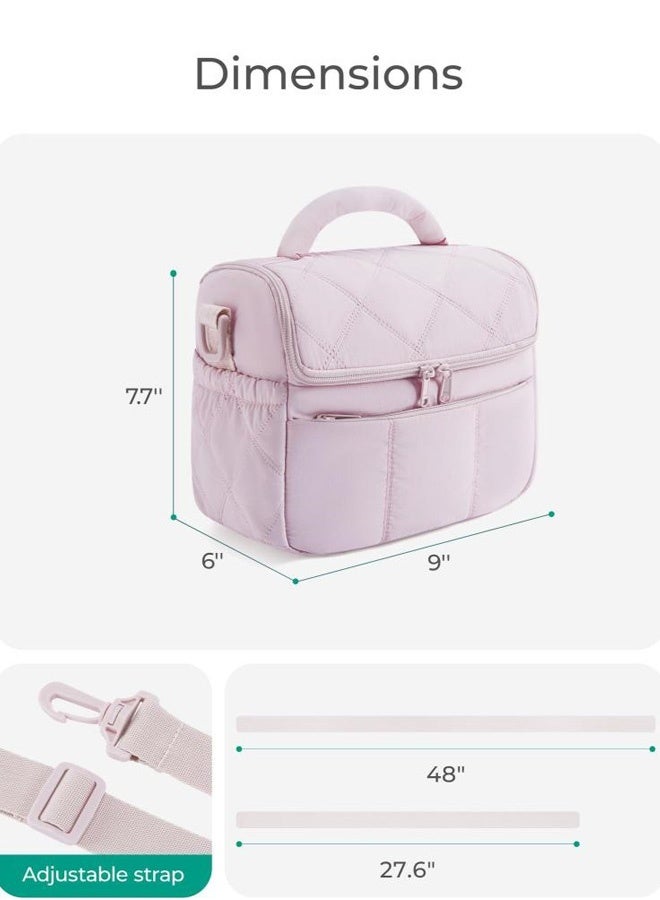 Quilted Insulated Lunch Bag with Shoulder Strap, Reusable Lunch Tote for Women Men, Perfect for Work/School/Picnic( Black )  - Image 4
