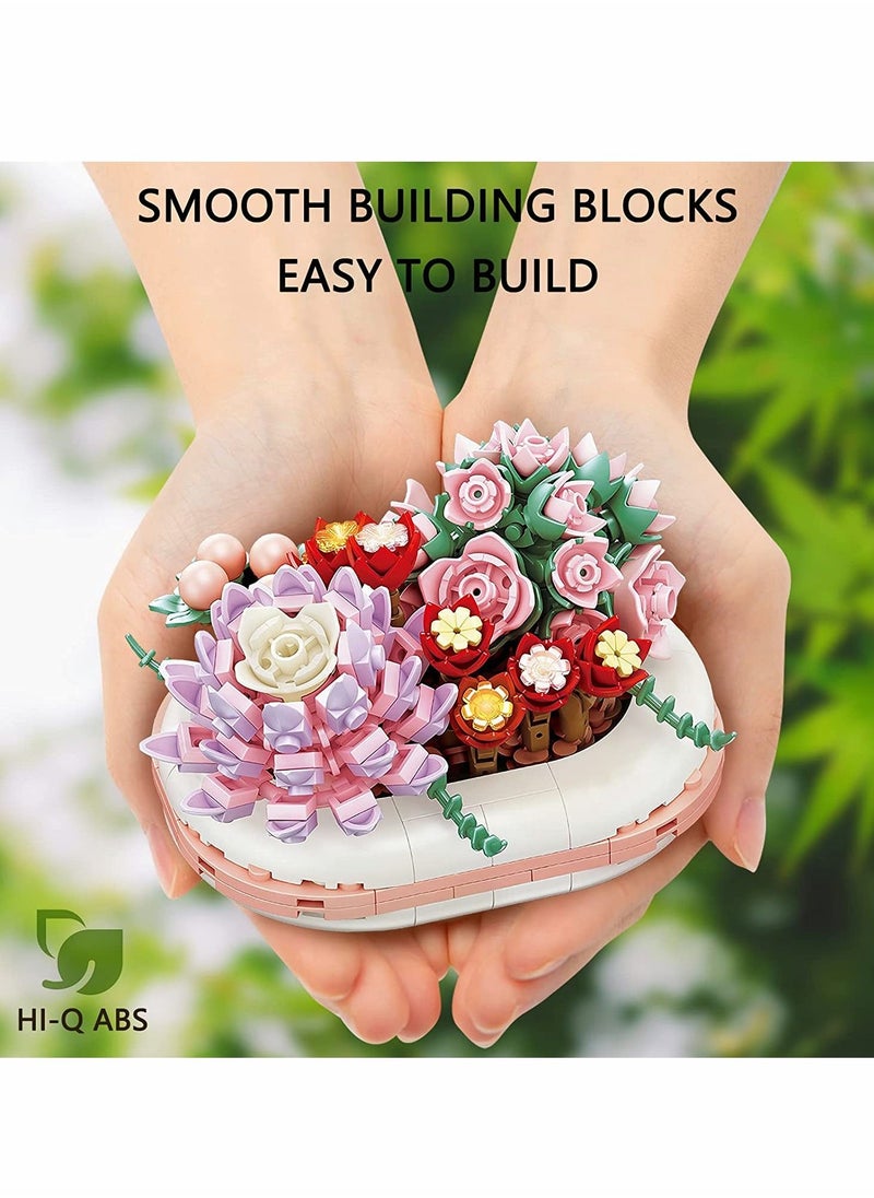 Excefore Succulents Building Set Cute Botanical Collection,Gifts for Girls Boys Kids 8+ and Adults, Bonsai Plant Garden-Classic Bricks Compatible with Lego (JK2722-Sweetheart-327PCS)  - Image 4