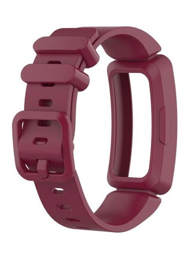 NIBEMINENT Silicone Smart Watch Replacement Strap For Fitbit Inspire HR/Ace 2 Wine Red - Image 3