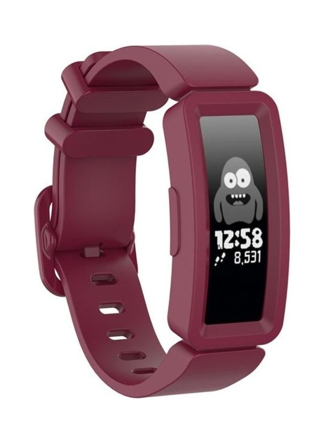 NIBEMINENT Silicone Smart Watch Replacement Strap For Fitbit Inspire HR/Ace 2 Wine Red - Image 1