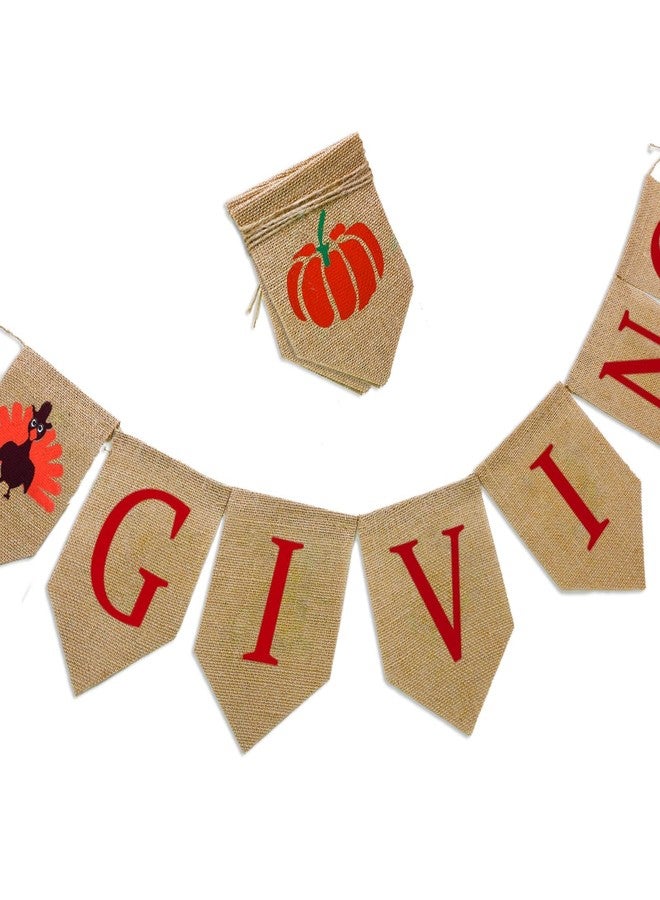 HiParty لافتة عيد الشكر للأصدقاء والعائلة، قطعتان، مُطوّرة (من الخيش الفاخر)، لافتة عيد الشكر، جاهزة للتجميع، تصميم كلاسيكي، طباعة عالية الدقة، مثالية لتزيين المنزل والمكتب في المنزل أو في الداخل أو الخارج في عيد الشكر والأصدقاء. - Image 4