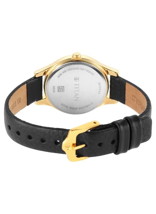 TITAN - Women's Analog Round Shape Leather Wrist Watch - 2679YL01 - 38 Mm - Image 1