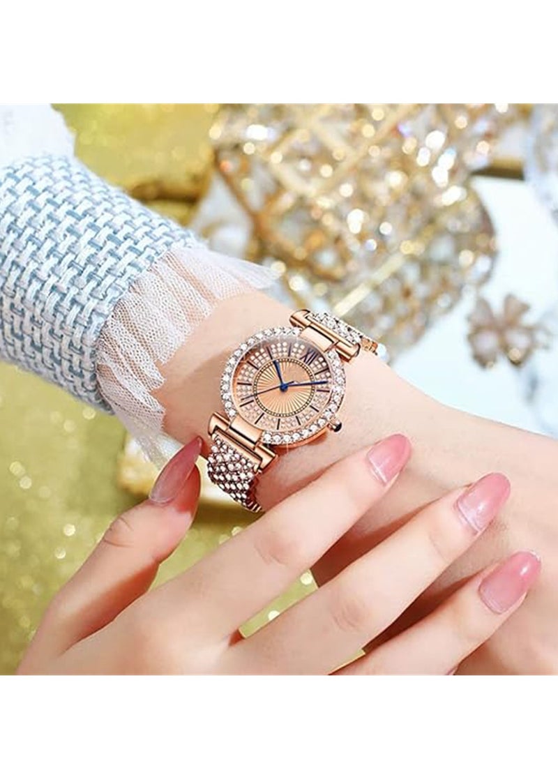 KASTWAVE Ladies Watches Rose Gold Quartz Female Watches for Women Waterproof Stainless Steel Casual Dress Lady Wrist Watches Luxury Style Roman Scale Dial - Image 2