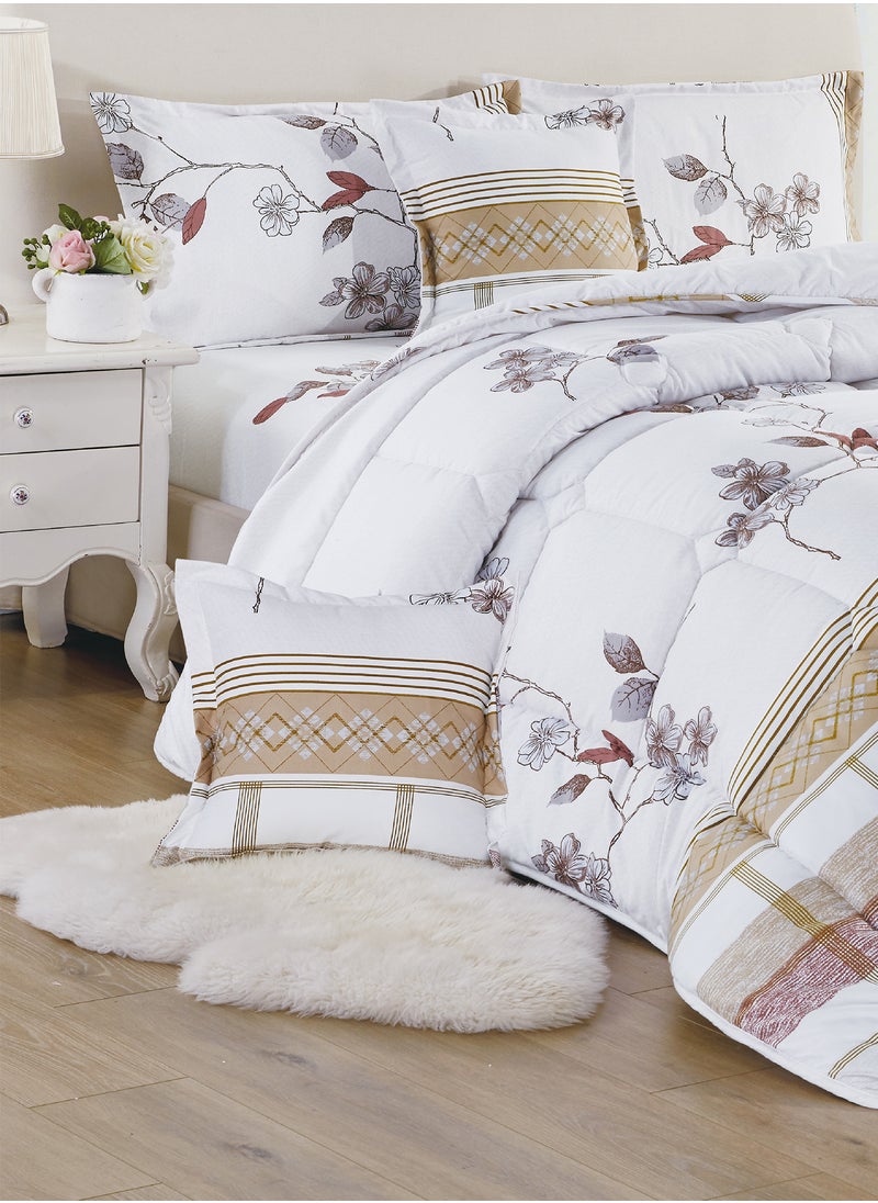 Sleep night - 6 Pieces King Size 220x240Cm Comforter Set Medium Filling Bedding Set for All Season Includes 1Comforter 1Bedsheet 2Pillow Shams and 2Cushion cases - Image 1