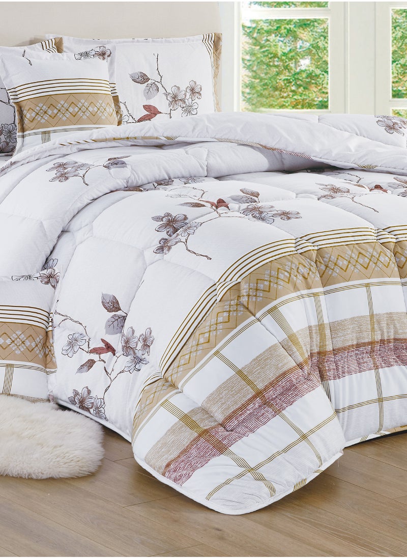 Sleep night - 6 Pieces King Size 220x240Cm Comforter Set Medium Filling Bedding Set for All Season Includes 1Comforter 1Bedsheet 2Pillow Shams and 2Cushion cases - Image 1