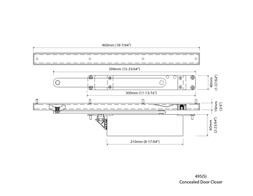 NHN495S Concealed Door Closer, Non-Handed, Heavy-Duty, Up to 220lbs. Doors, Dual Speed Control, Invisible Door Closer - Image 2