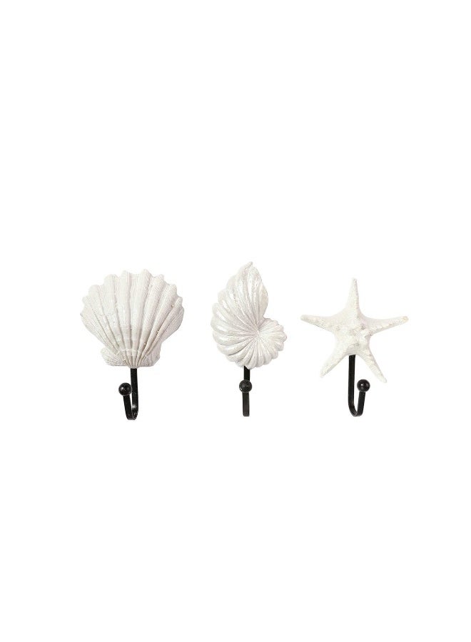 Coat Hooks Wall Mounted, KASTWAVE Beach Themed Wall Hooks Towel Hat Coat Hangers Sea Star Seashell Wall Decorations for Bathroom Bedroom or Kitchen (3pcs) - Image 1