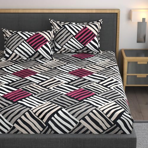 AMEYAA Elastic Fitted Warm Flannel Bedsheet King Size Warm Velvet Bedsheet for Winter Double Bed | 2 Pillow Covers, Size - 72 x 78 Inches - Image 1