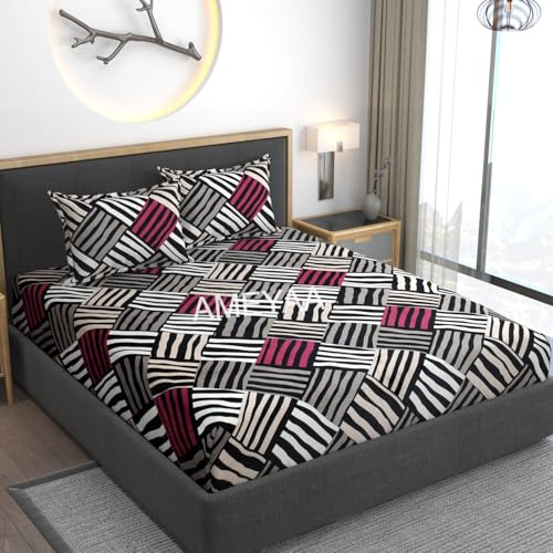 AMEYAA Elastic Fitted Warm Flannel Bedsheet King Size Warm Velvet Bedsheet for Winter Double Bed | 2 Pillow Covers, Size - 72 x 78 Inches - Image 3