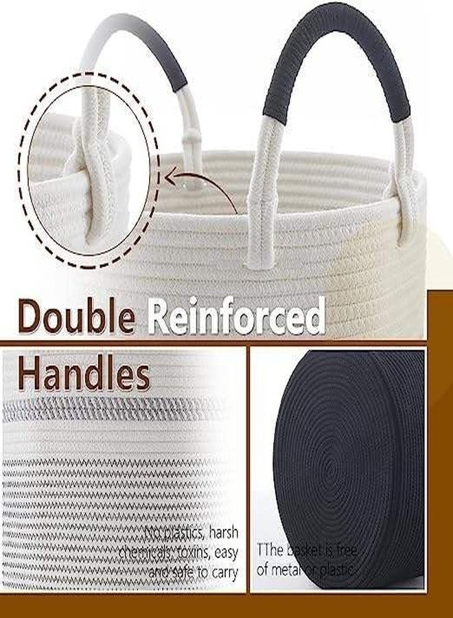 Handcuffs Storage Basket with Handles Foldable Laundry Hamper Woven Rope Multipurpose Cloth & Toys Storage Organizer for Home Bedroom & Living Room (Brown) - Image 5