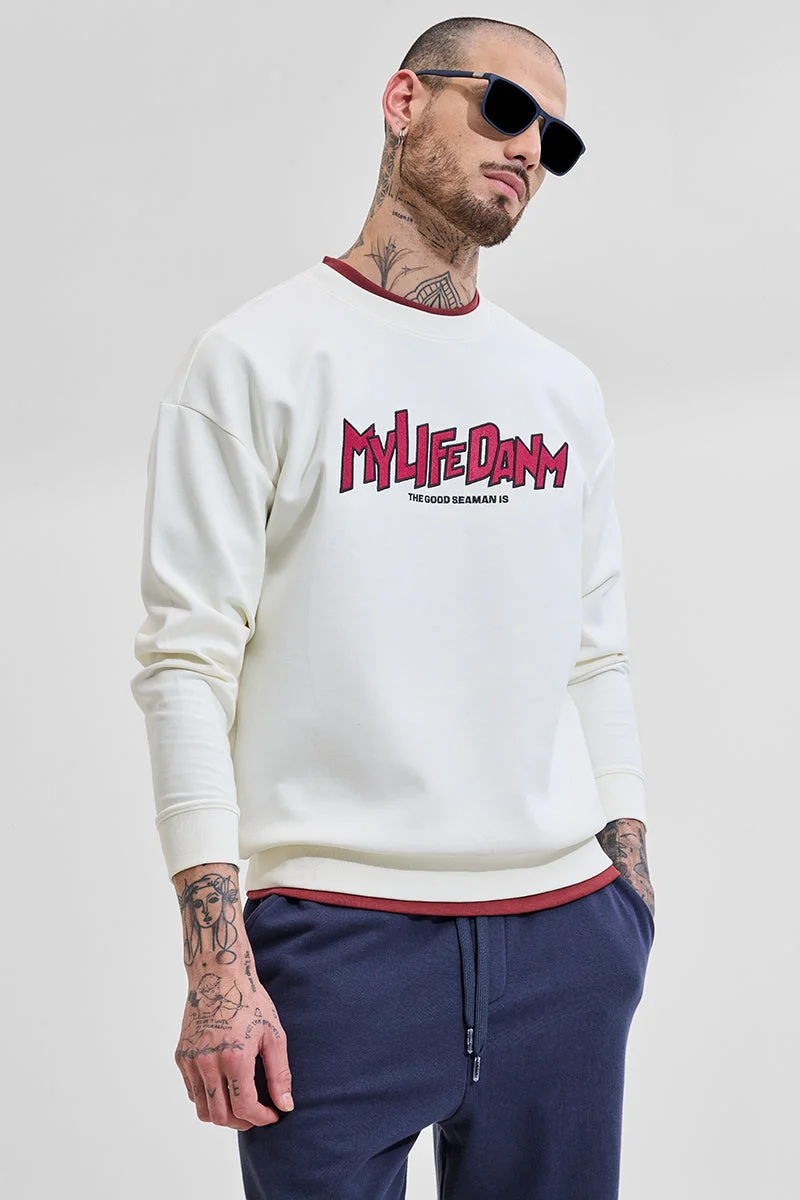 سنيتش Off-White Graphic Half Sleeve Relaxed Streetwear Sweatshirt