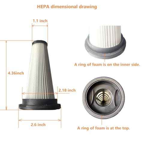 Feenynic 3Pack Hepa Filters Replacement Compatible with SUXIANGVAC Cordless Vacuum A27 Washable Cone Filters Compatible with VOKENE VICEASE OIRFND A27 TITIPOY A27 Series - Image 3