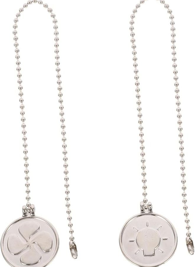 سلسلة سحب مروحة سقف فضية 2 قطعة، حبل استبدال معدني سهل التركيب - Image 1