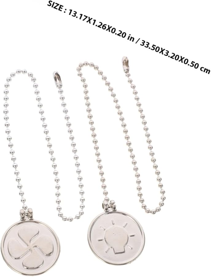 سلسلة سحب مروحة سقف فضية 2 قطعة، حبل استبدال معدني سهل التركيب - Image 3