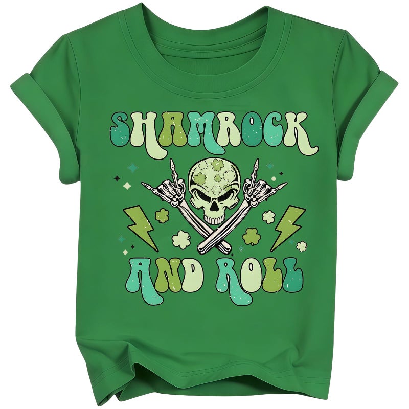 YWAGK Boys St Patricks Day Shirt Kids Shamrock and Roll T-Shirts Toddler Graphic Tops Green(4-5 Years) - Image 1