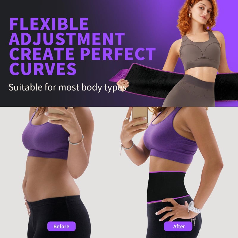 LKV Waist Trainer for Women - Sweat Band for Women Belly Fat - Neoprene Sweat Waist Trainer - Sweat Belt Slimming Body Shaper - Purple - Image 2