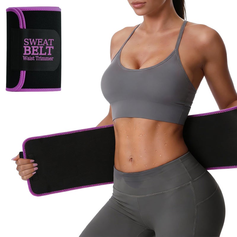 LKV Waist Trainer for Women - Sweat Band for Women Belly Fat - Neoprene Sweat Waist Trainer - Sweat Belt Slimming Body Shaper - Purple - Image 1