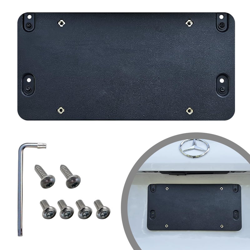 Rear License Plate Bracket Tag Holder Mount for MercedesBenz 20072025 Standard 6x12 Black Plastic Car Plate Frame Includes 8 Screws Wrench Durable Car License Plate Holder