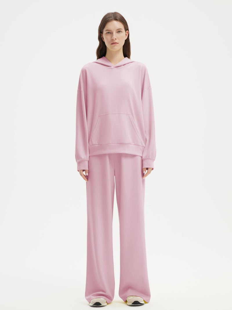 SUUKSESS Women 2 Piece Lounge Sets 2025 Oversized Hoodie Sweatshirt Outfits Wide Leg Sweatpants with Pockets(Baby Pink,M) - Image 2
