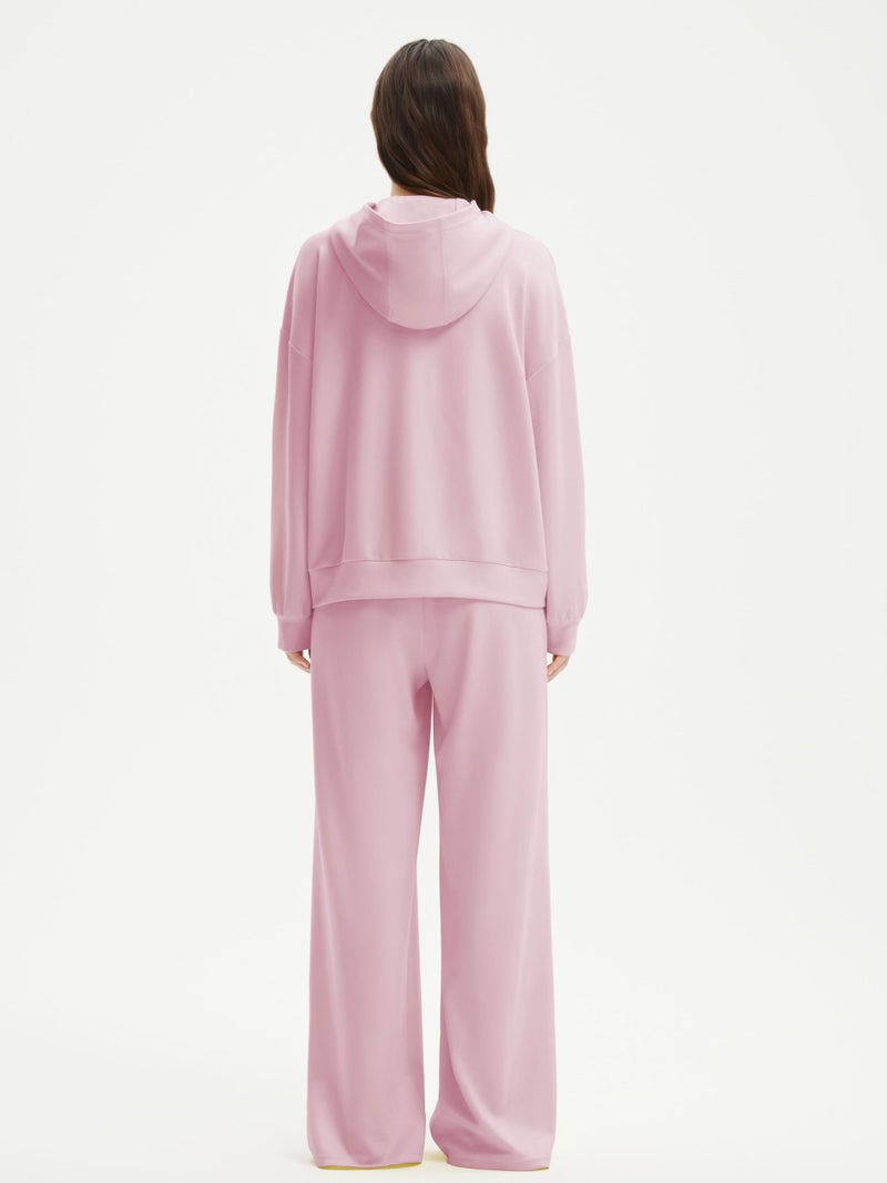 SUUKSESS Women 2 Piece Lounge Sets 2025 Oversized Hoodie Sweatshirt Outfits Wide Leg Sweatpants with Pockets(Baby Pink,M) - Image 5