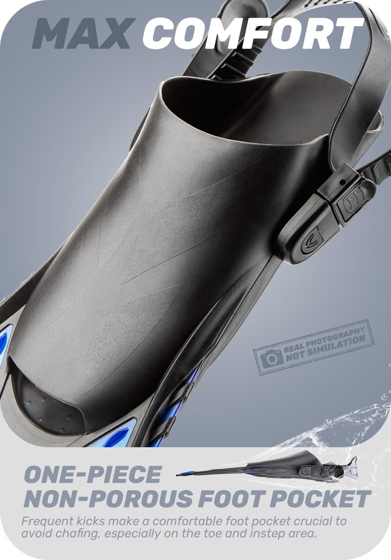 CAPAS Snorkel Fins, Swim Fins Travel Size Short Adjustable for Snorkeling Diving Adult Men Women Kids Open Heel Swimming Flippers - Image 5