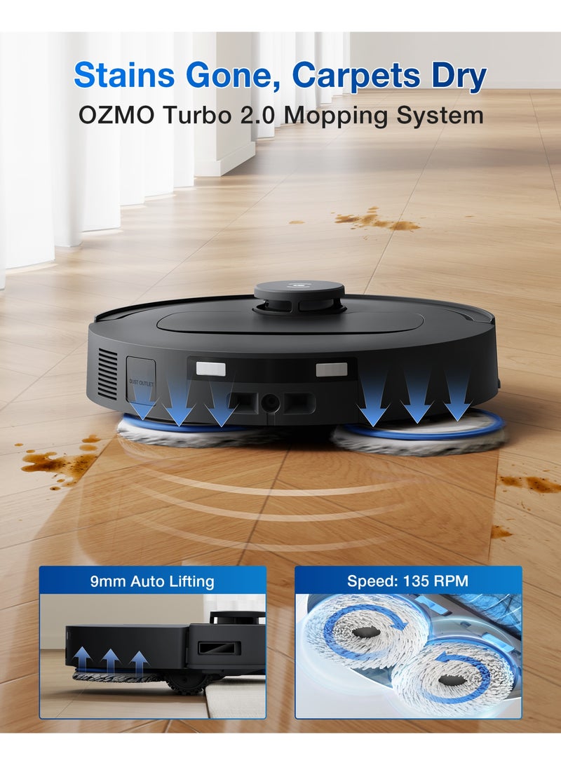 إيكوفاكس مكنسة روبوتية DEEBOT T30C OMNI مع محطة، مكنسة روبوتية 20000Pa، غسيل بالماء الساخن 75°C، ممسحة OZMO Turbo 2.0، فرشاة ZeroTangle 3.0، تنظيف رطب متكيف، أسود - Image 4