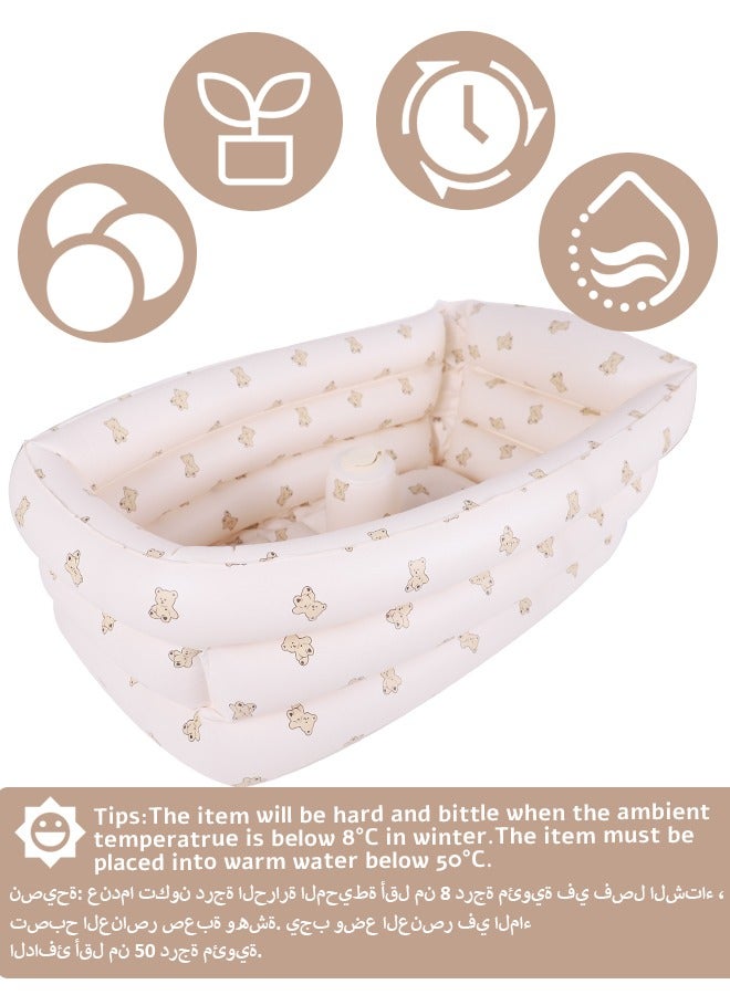 Inflatable Baby Bathtub, Portable Newborn Bathtub with Anti-Slip Design, Foldable Infant Tub for Bath Time, Soft  Safe Toddler Bathing Pool(Little Bear) - Image 4