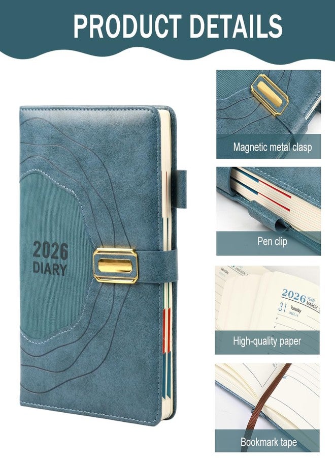 Climberty® 2026 Diary A5 Planner With Buckle Closure, Embossed Soft Blue PU Leather Cover, 400 Lined Pages Journal, Weekly & Monthly Organizer Notebook For Office & Personal Use - Image 3