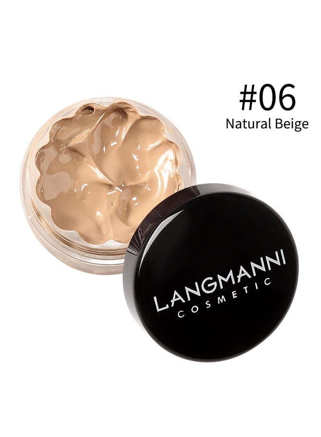 LANGMANNI Full Coverage Cream Foundation Pot Smooth Matte Oil Control Long Lasting Buildable Face Makeup Concealer For Uneven Skin Tone,12ml‑#06 Natural Beige - Image 1