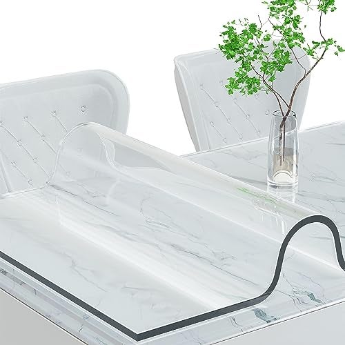ETECHMART Clear Plastic Table Cover Protector Rectangle 24 x 60 Thick Waterproof Transparent Table Protector for Dining Table NonSlip Heat Resistant Clear Desk Mat for Kitchen Office Desktop
