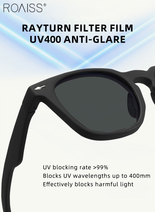 نظارات شمسية دائرية مستقطبة للأطفال، حماية من الأشعة فوق البنفسجية 400، نظارات شمسية لطيفة لقضاء العطلات على الشاطئ بإطار مرن خفيف الوزن من مادة TPEE للأولاد والبنات والأطفال من سن 3 إلى 12 عامًا، لون أسود