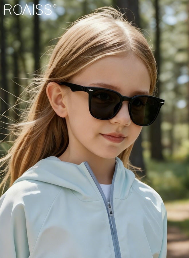 نظارات شمسية دائرية مستقطبة للأطفال، حماية من الأشعة فوق البنفسجية 400، نظارات شمسية لطيفة لقضاء العطلات على الشاطئ بإطار مرن خفيف الوزن من مادة TPEE للأولاد والبنات والأطفال من سن 3 إلى 12 عامًا، لون أسود