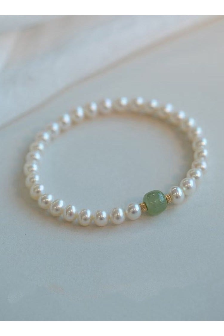 Goolsky سوار من حجر عين القط واللؤلؤ للنساء – مجوهرات يدوية قابلة للتعديل بأسلوب بسيط، هدية صداقة أنيقة - Image 3