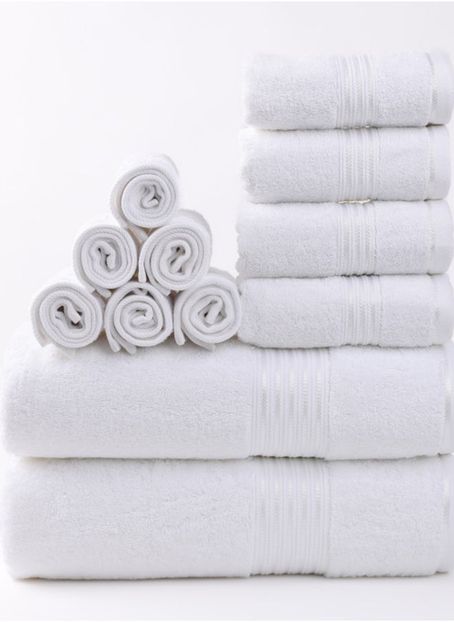 White Rose - مجموعة مناشف 12 قطعة باللون الأبيض من روز، 100% قطن فاخر 550 جم/م² جودة فائقة، سريعة الجفاف تمتص الماء بشكل عالي، مناشف سميكة ناعمة للحمام والفنادق، تتضمن مجموعة المناشف 2 منشفة استحمام (75x145 سم)، 4 مناشف يد (30x50 سم)، 6 قماشات (33x33 سم) باللون الأبيض - Image 1