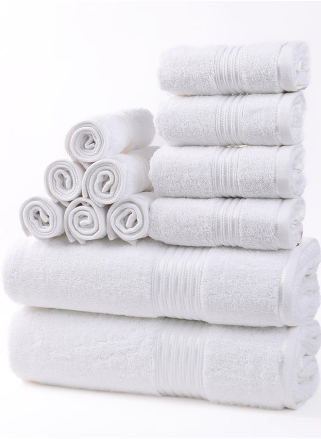 White Rose - مجموعة مناشف 12 قطعة باللون الأبيض من روز، 100% قطن فاخر 550 جم/م² جودة فائقة، سريعة الجفاف تمتص الماء بشكل عالي، مناشف سميكة ناعمة للحمام والفنادق، تتضمن مجموعة المناشف 2 منشفة استحمام (75x145 سم)، 4 مناشف يد (30x50 سم)، 6 قماشات (33x33 سم) باللون الأبيض - Image 1
