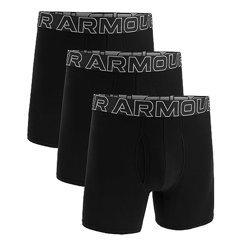 Under Armour Performance Cotton Boxer - Solid 6in 3-Pack, Black Solid - Core, XL - Image 2